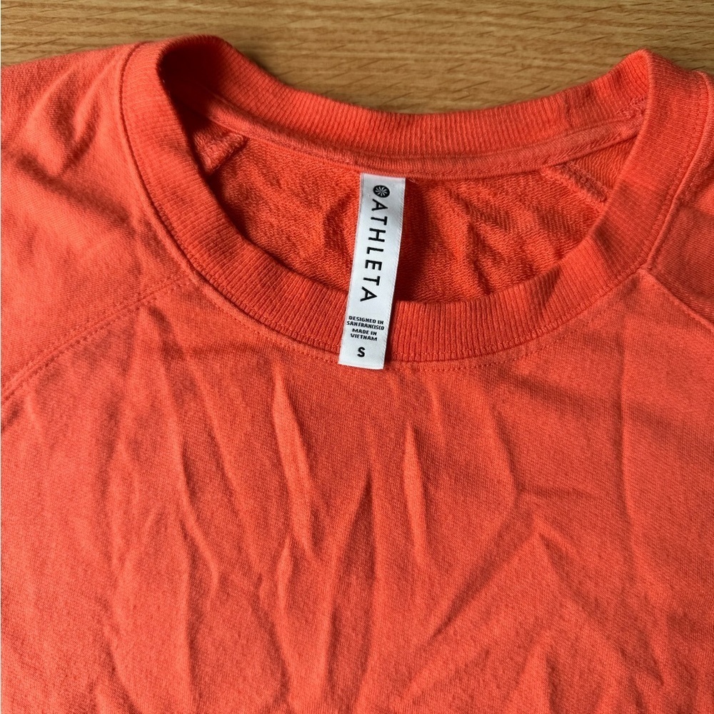 Athleta MINDSET SWEATSHIRT Orange Long Sleeve Sweatshirt Size Small - Picture 4 of 7